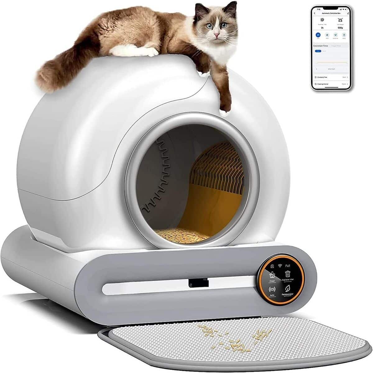 Test : litière autonettoyante pour chats - élimination des odeurs, contrôle app et grande capacité 65L