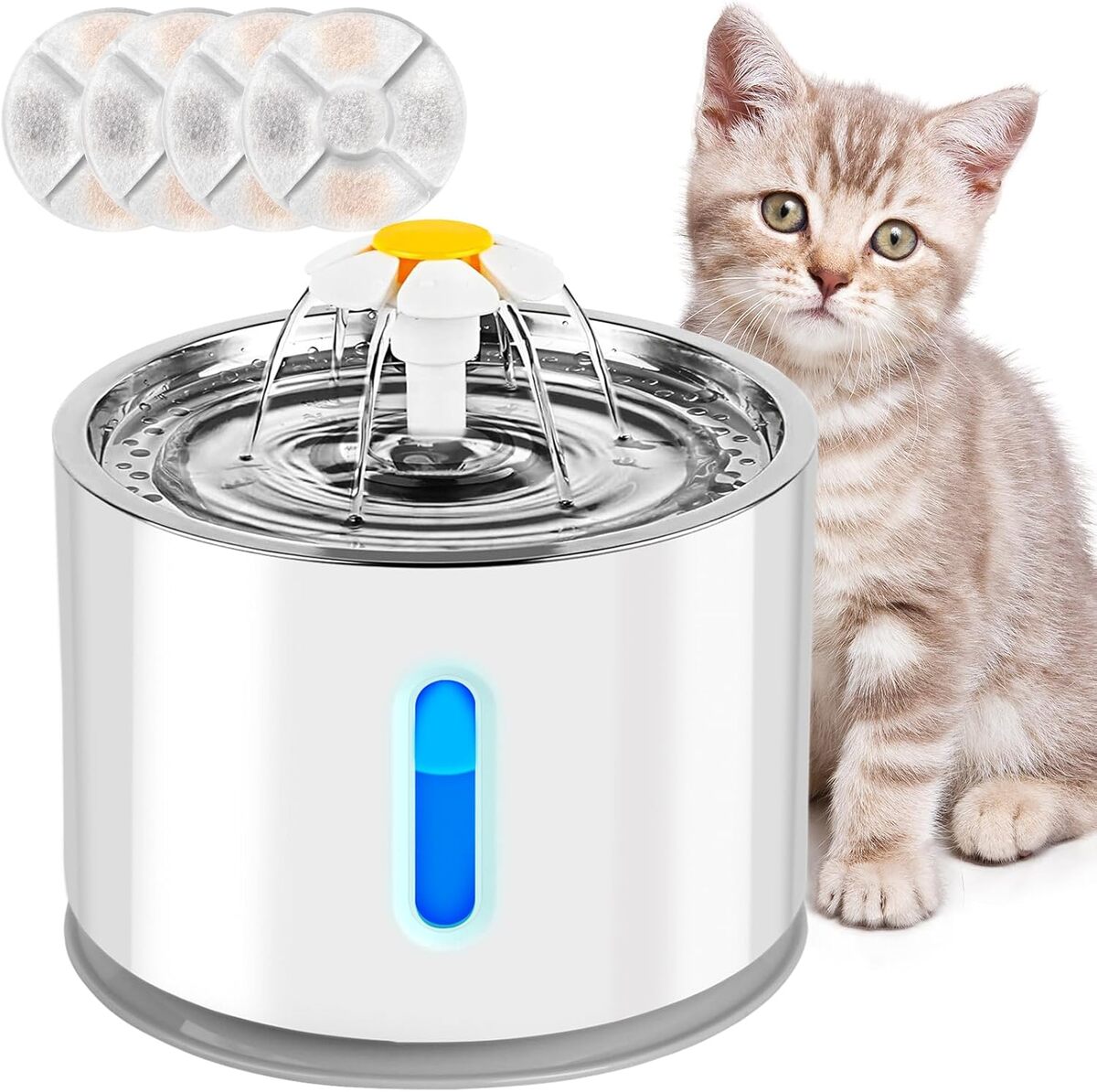 Test : fontaine pour chat 2.4L super silencieuse avec LED et multi-filtration