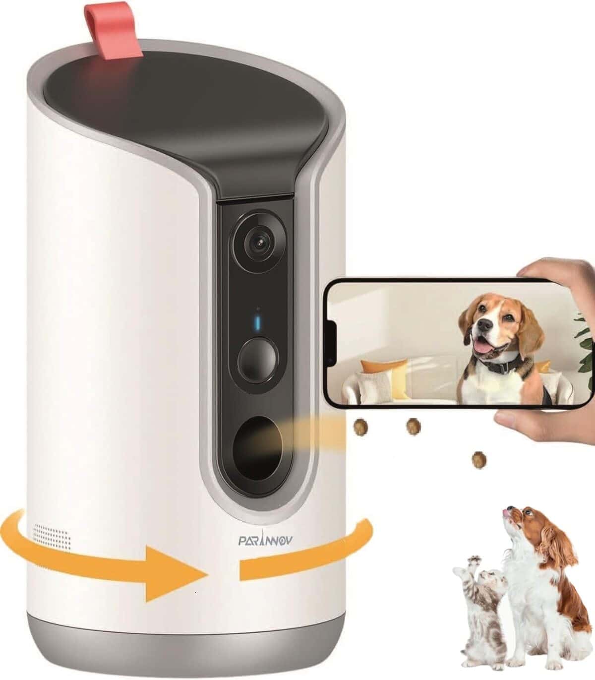 Test : caméra Parinnov 3MP pour animaux, vue 360° et distributeur