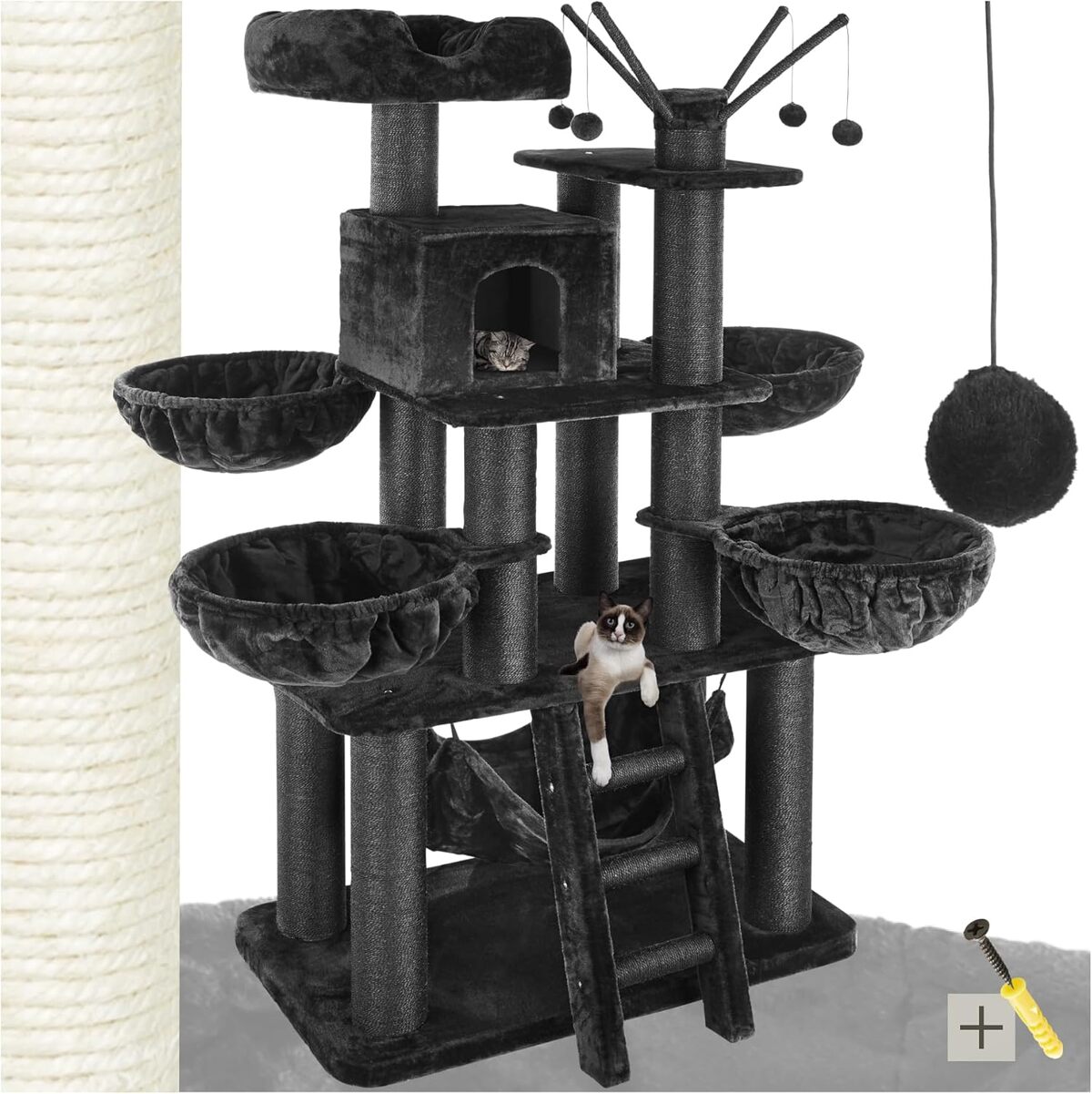 Test : tectake arbre à chat 195 cm, griffoir multifonction