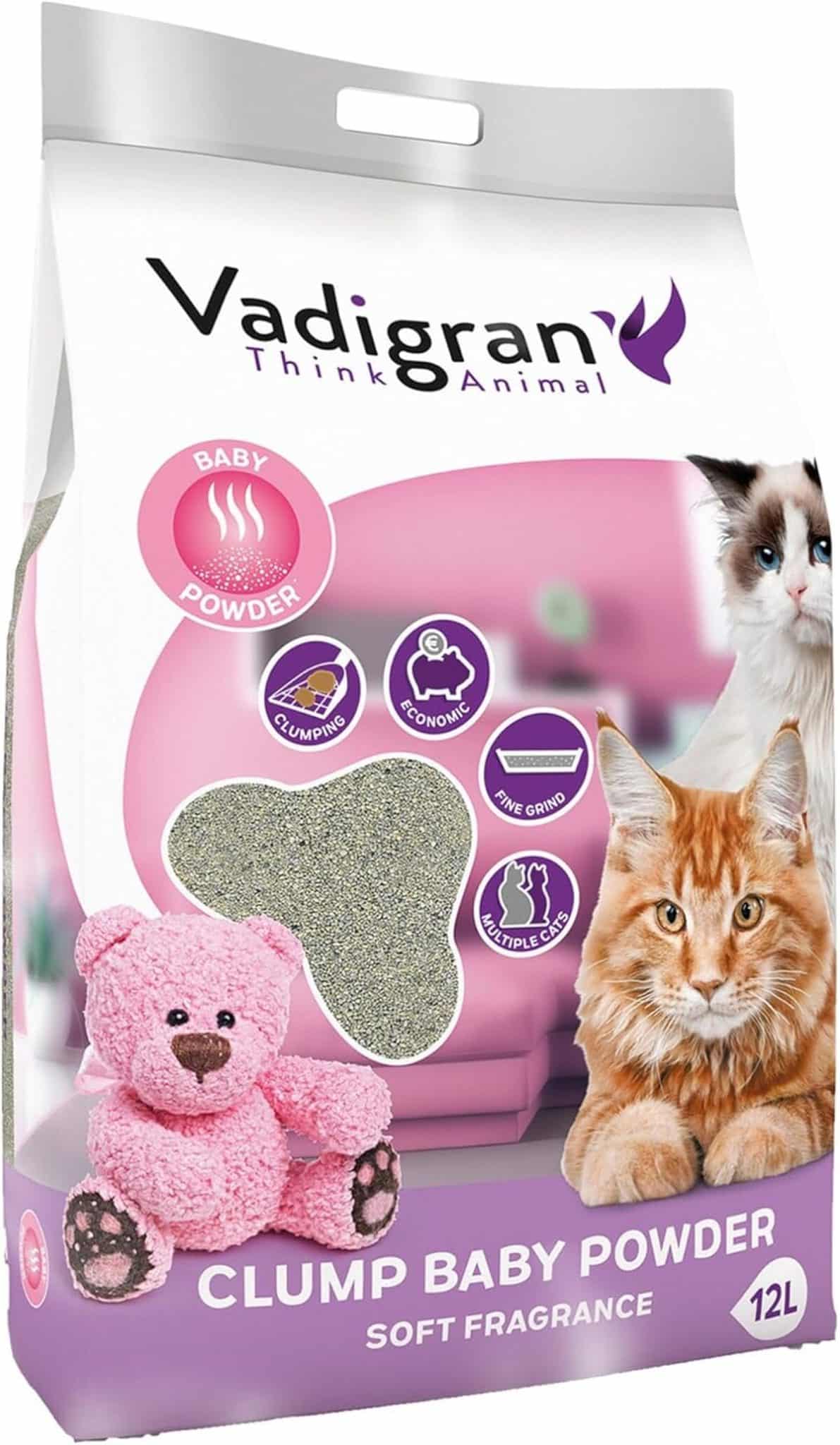 Test : vadigran bentonite babypowder, litière pour chat 12 l