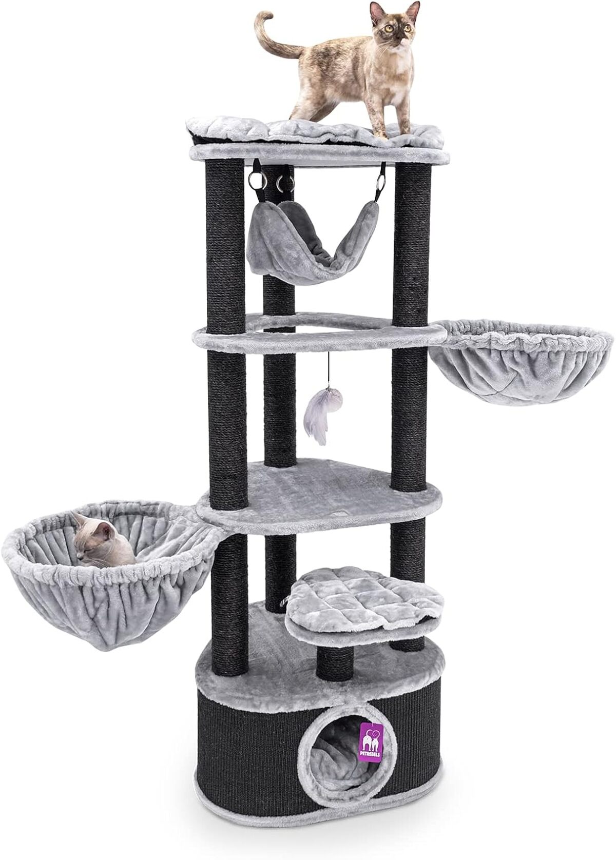 Arbre à Chat XXL Skyline 186 Cm - Pour Grands Chats (Maine Coon, Savannah), Blanc Cassé