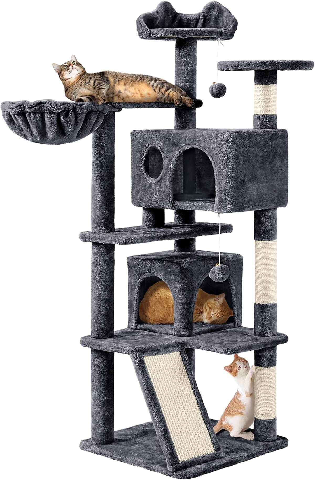 Test : arbre à chat multiniveau Yaheetech 145 cm gris foncé