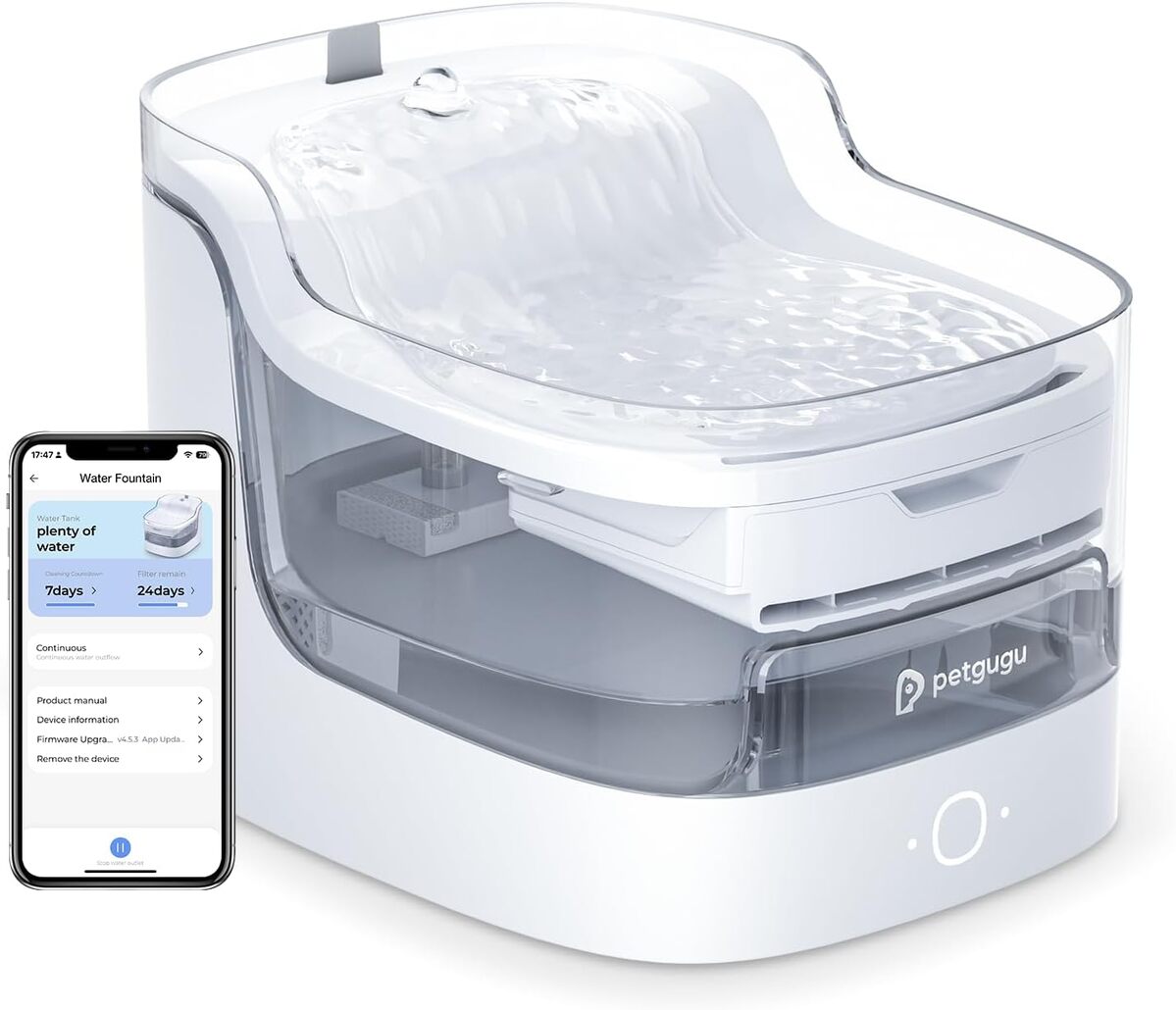 Test : distributeur d'eau ultra silencieux 2L PF1L pour animaux