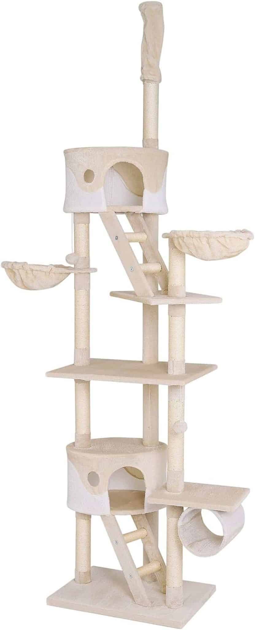 Test : lionto arbre à chat XXL réglable 230-250 cm beige/blanc