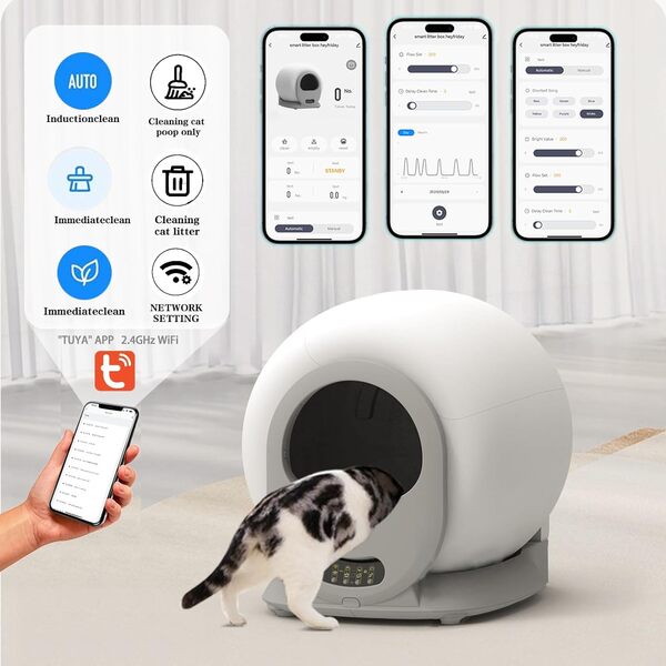 Litière électrique auto-nettoyante pour chat - Taille XXL - Avec application - Pour grands chats (type B)