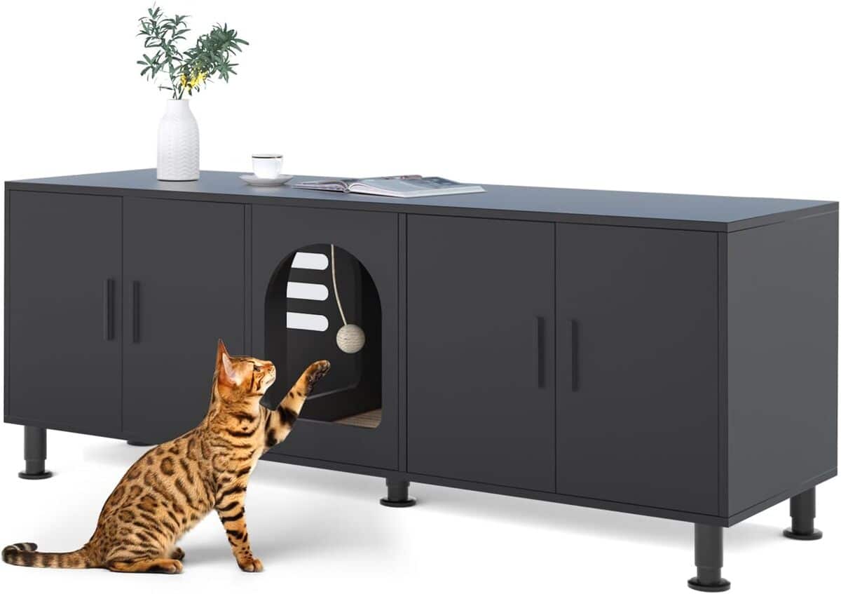 Test : amunrbrek double bac à litière moderne pour 2 chats (noir)