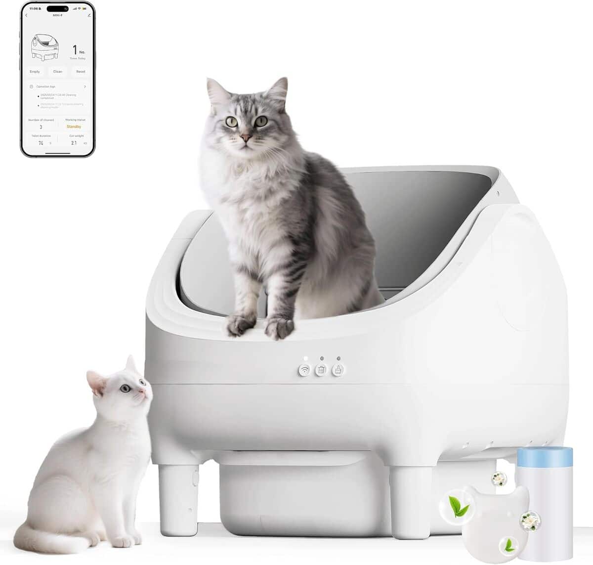 Test de la litière automatique Devoko pour gros chats, ouverte et connectée