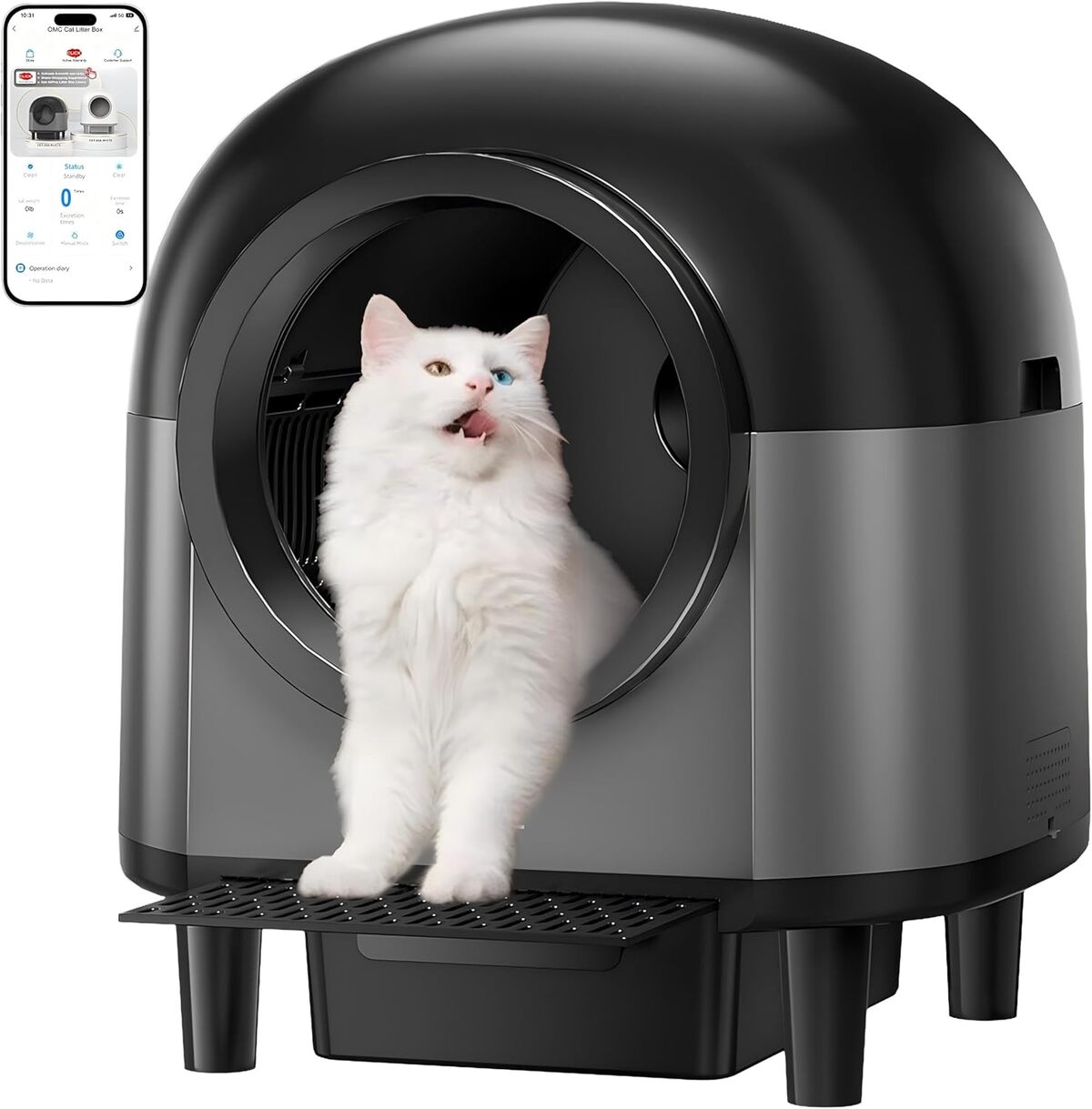 Test du bac à litière intelligent autonettoyant 100 L noir pour chats