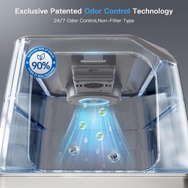 Litière pour chat en acier inoxydable avec contrôle intelligent des odeurs