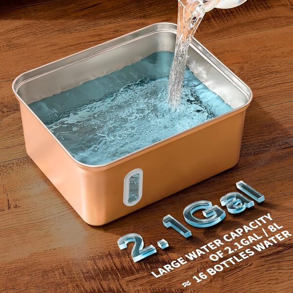 SNIFFNSLURP Fontaine à eau pour chien en acier inoxydable - 7,6 l - Fontaine à eau pour animaux de compagnie pour chats et chiens - Grande capacité - Grande surface - Pompe ultra silencieuse