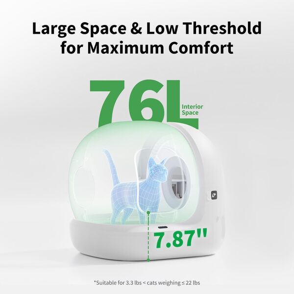 PETKIT Pura Max 2.0 Litière Automatique pour Chat - Auto-nettoyante - Élimination des odeurs - Contrôle par Application - Capacité maximale de 76 l pour Plusieurs Chats