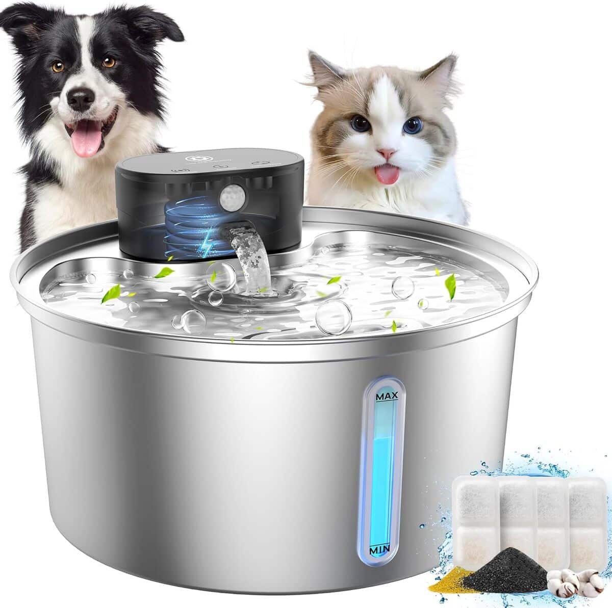 Test de la fontaine à eau automatique en acier inoxydable