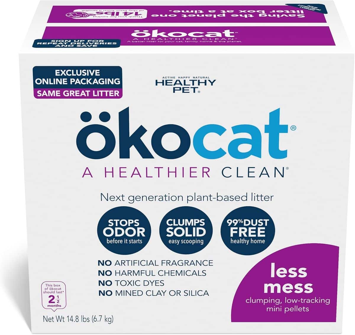 Test de la litière agglomérante Okocat pour chats à poils longs