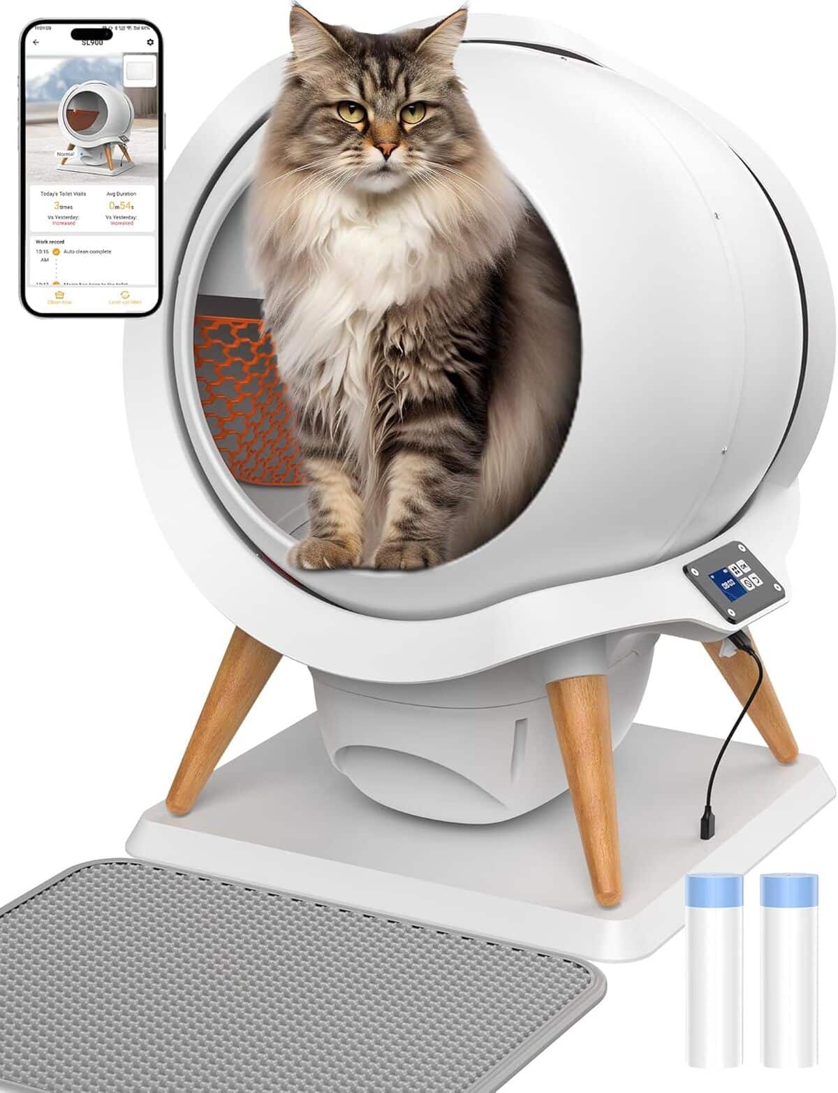 Test de la litière autonettoyante HoneyGuaridan de 63L avec contrôle via app