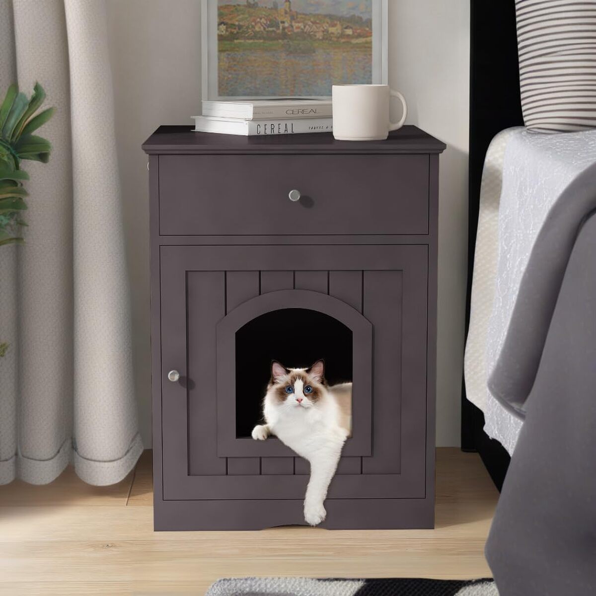 Test du meuble de chevet NicBex : litière pour chat à tiroir intégré