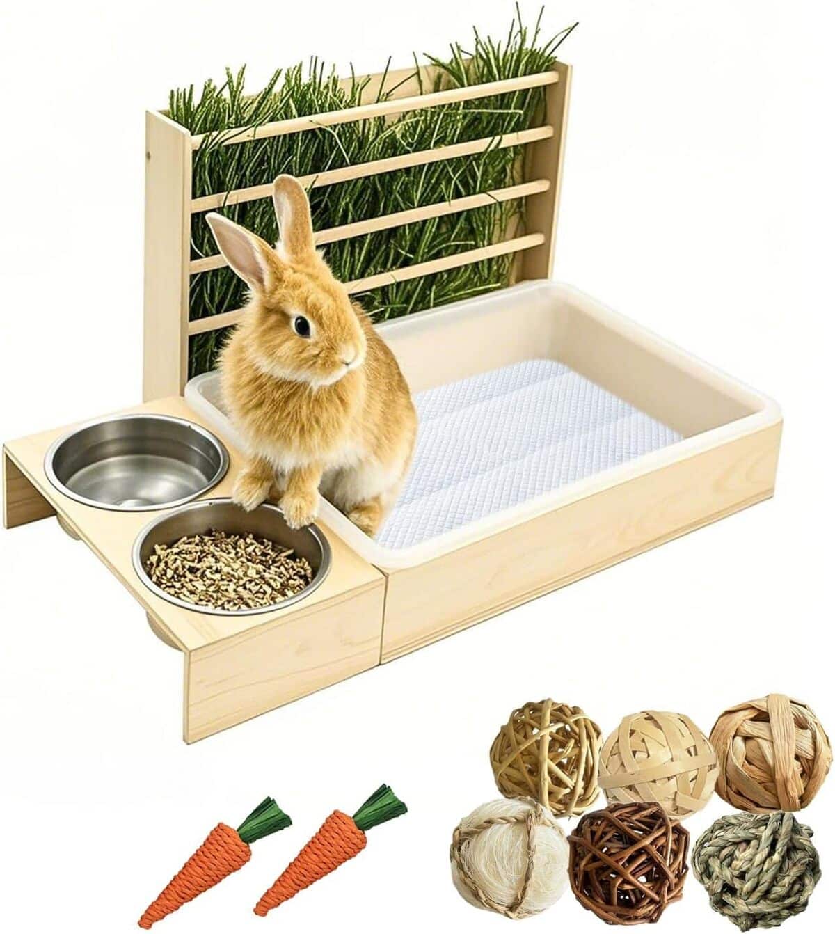 Test : litière naturelle avec mangeoire pour petits animaux