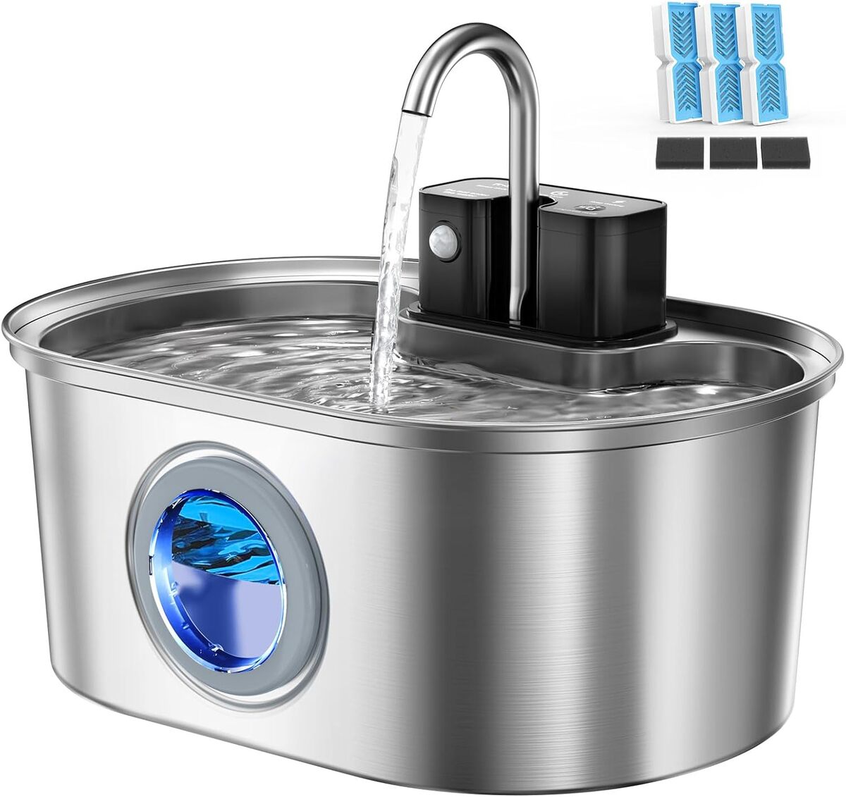 Test de la fontaine à eau sans fil pour chat 3, 2 l inox ultra silencieuse