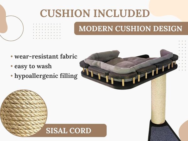 Griffoir mural pour chat - Hamac pour chat - Mur d'escalade pour chats - Montage mural - Griffoir mural pour chats (couleur foncée, côté droit)