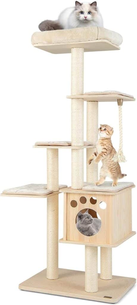 Test de l'arbre à chat XXL Goplus 170 cm : confort et amusement pour vos félins