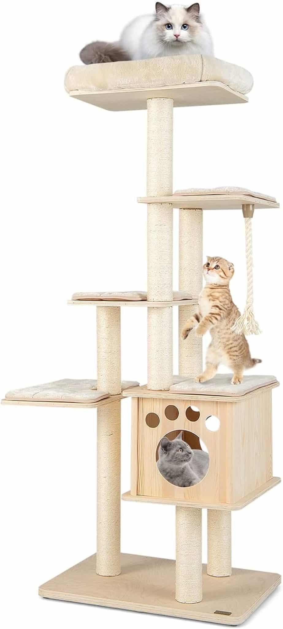 Test de l'arbre à chat XXL Goplus 170 cm : confort et amusement pour vos félins