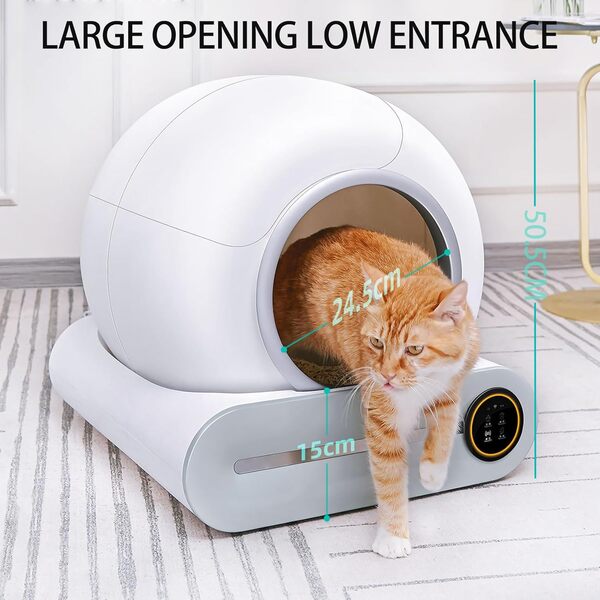 Litiere pour Chat Autonettoyante XXL Bac Litiere pour Chat Autonettoyante avec Contrôle APP Anti Pincement Litiere Automatique Tranquille Caisse (Type A)