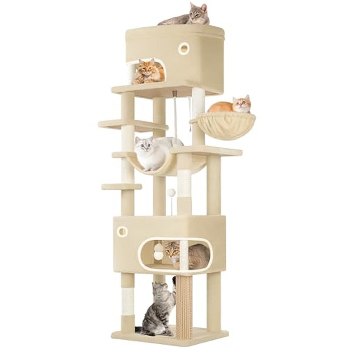 Test : arbre à chat Hzuaneri MS20318YL, abri XXL multi-niveaux