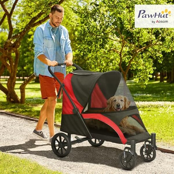 Découvrez notre test détaillé de la poussette PawHut pliable, idéale pour le confort et la sécurité de vos grands animaux lors de vos promenades.