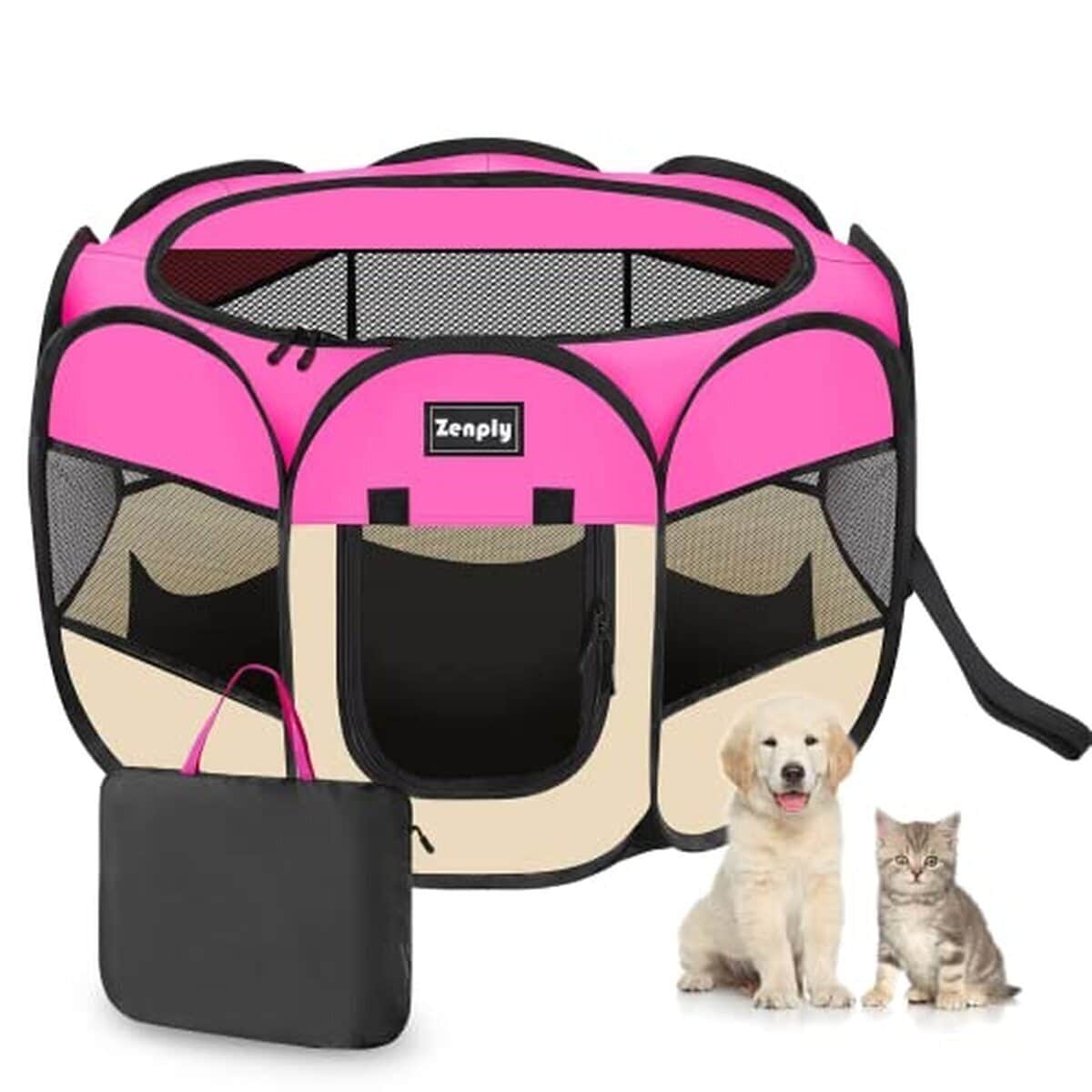 Test du parc portable pliable pour chiens et petits animaux rose vif