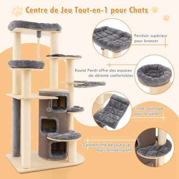 Découvrez les avantages de l'arbre à chat XXL Goplus : l'espace idéal pour le confort et le divertissement de vos chats.
