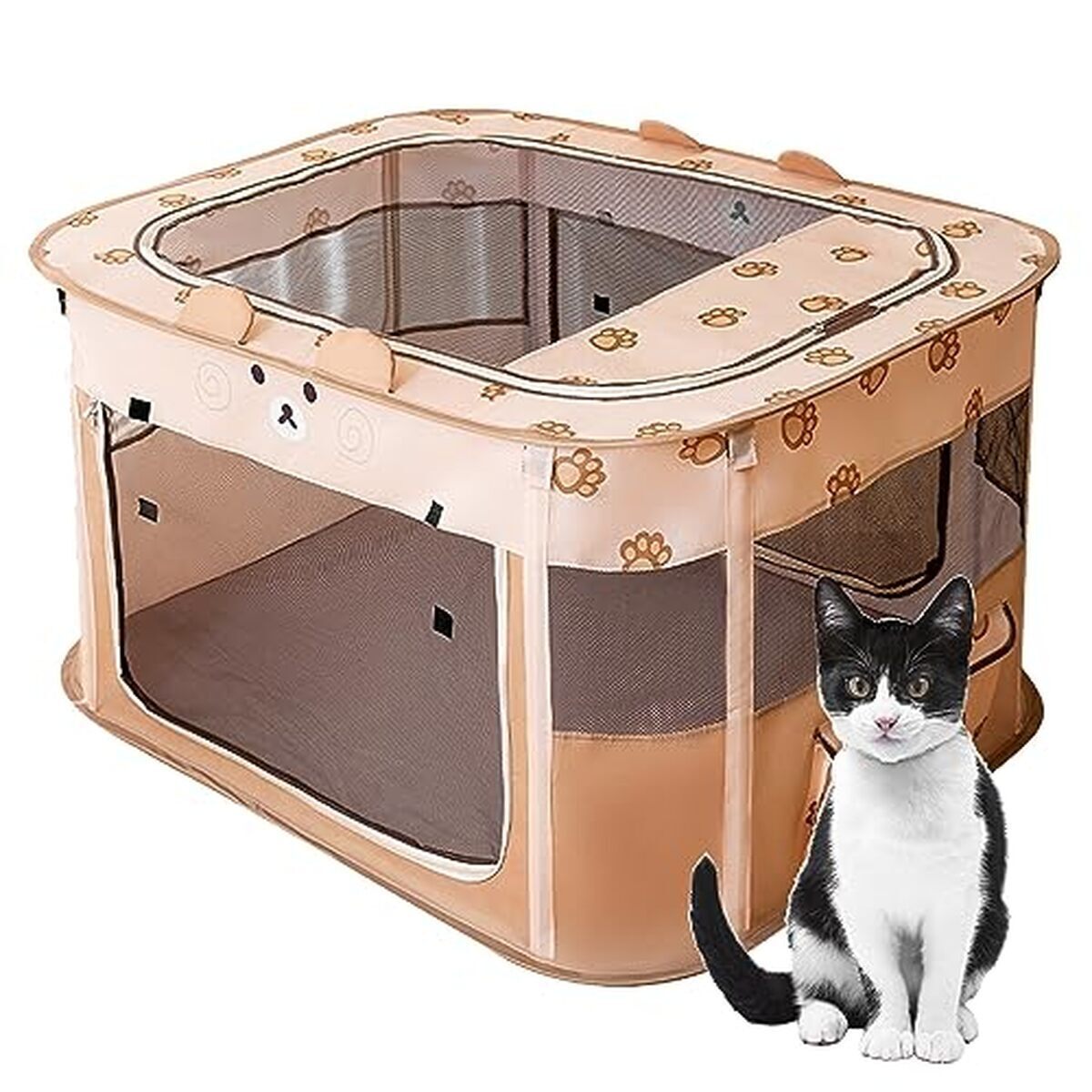 Test du parc de jeu pliable pour animaux de compagnie (taille L, marron)